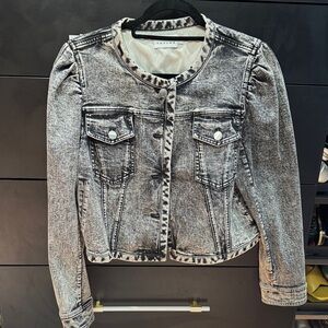 Tanya Taylor Women's Black Denim cropped Jacket